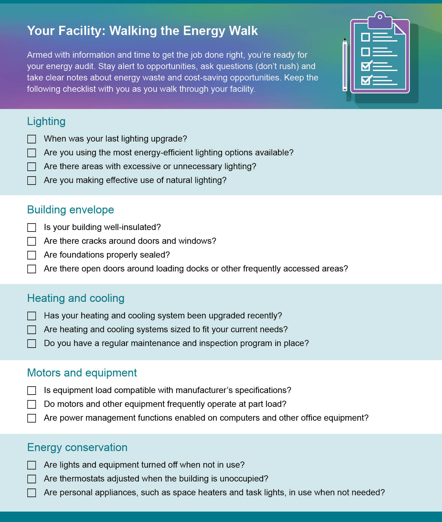 Checklist Your Facility Walking the Energy Walk desktop