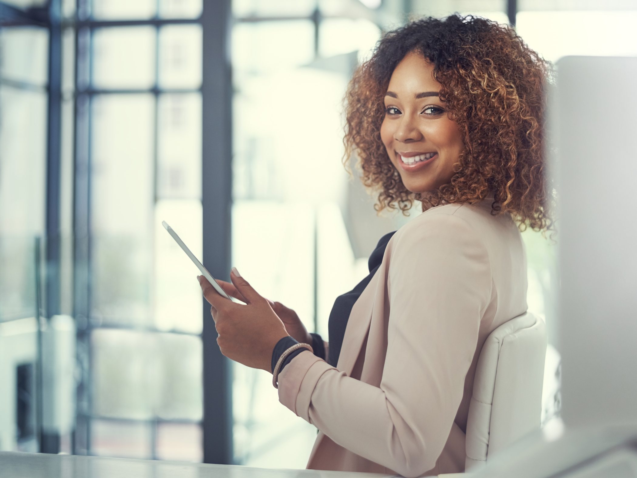 Businesswoman using tablet computer