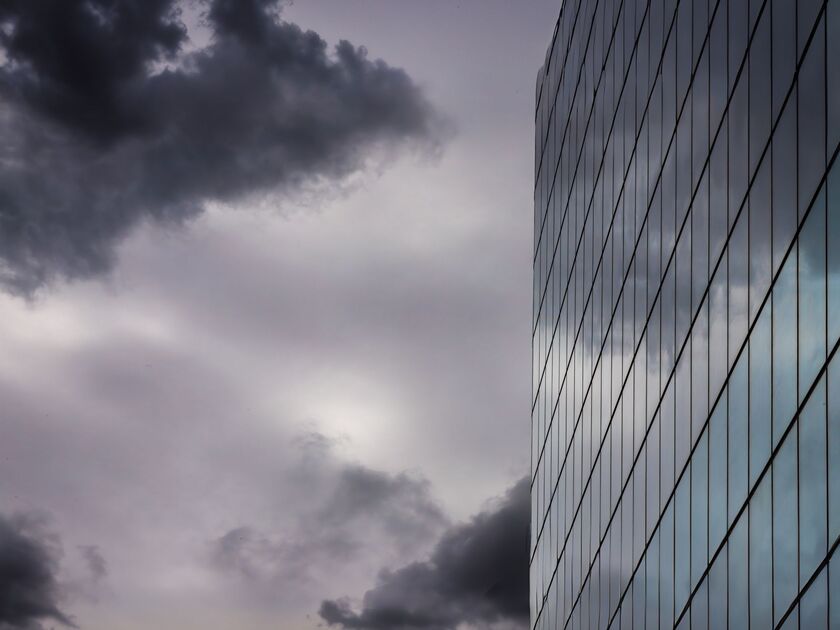 Office and storm clouds