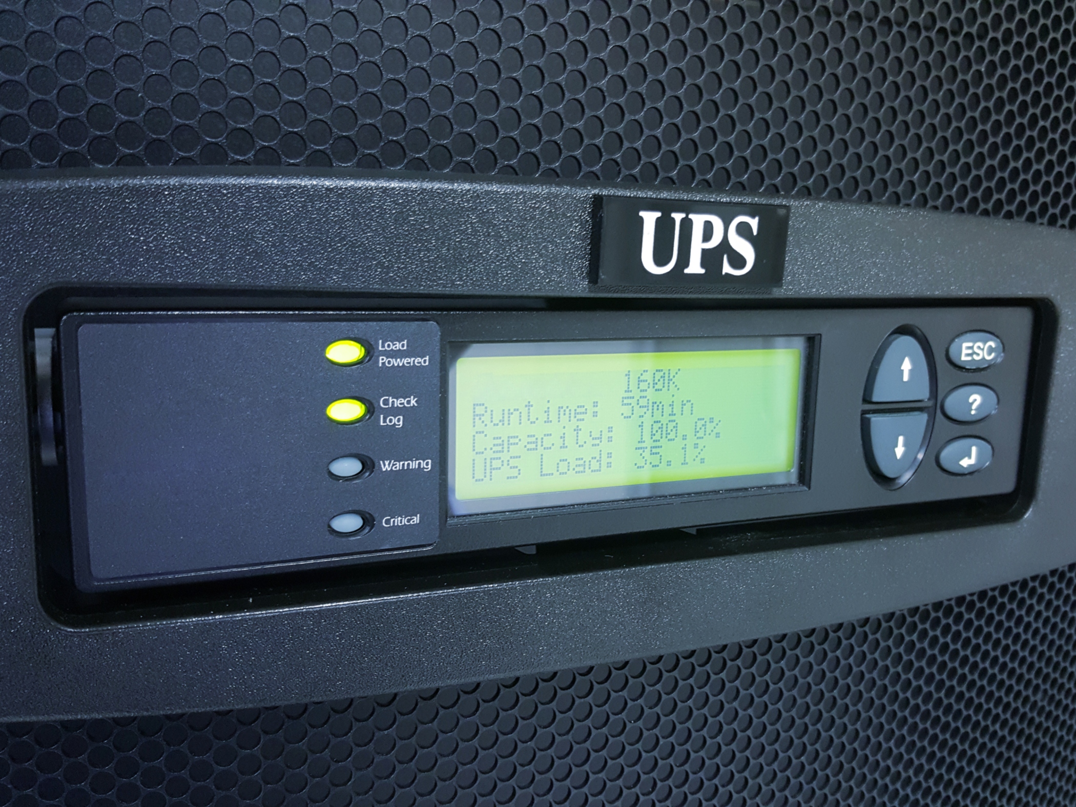 Digital control panel on UPS system