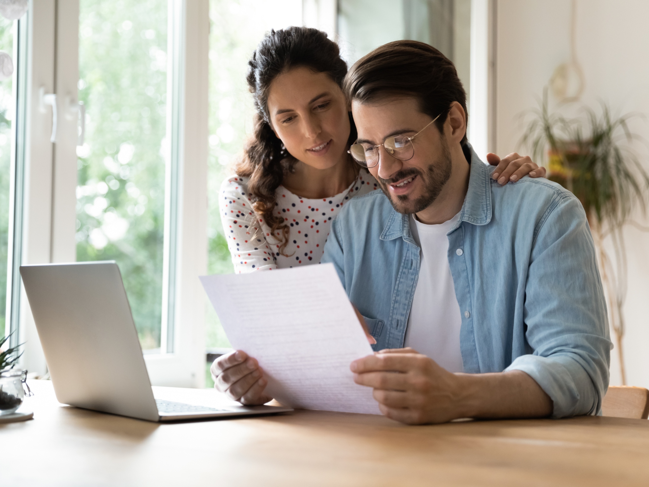 Couple looking a paperwork