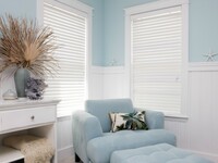 Living room with window shades closed