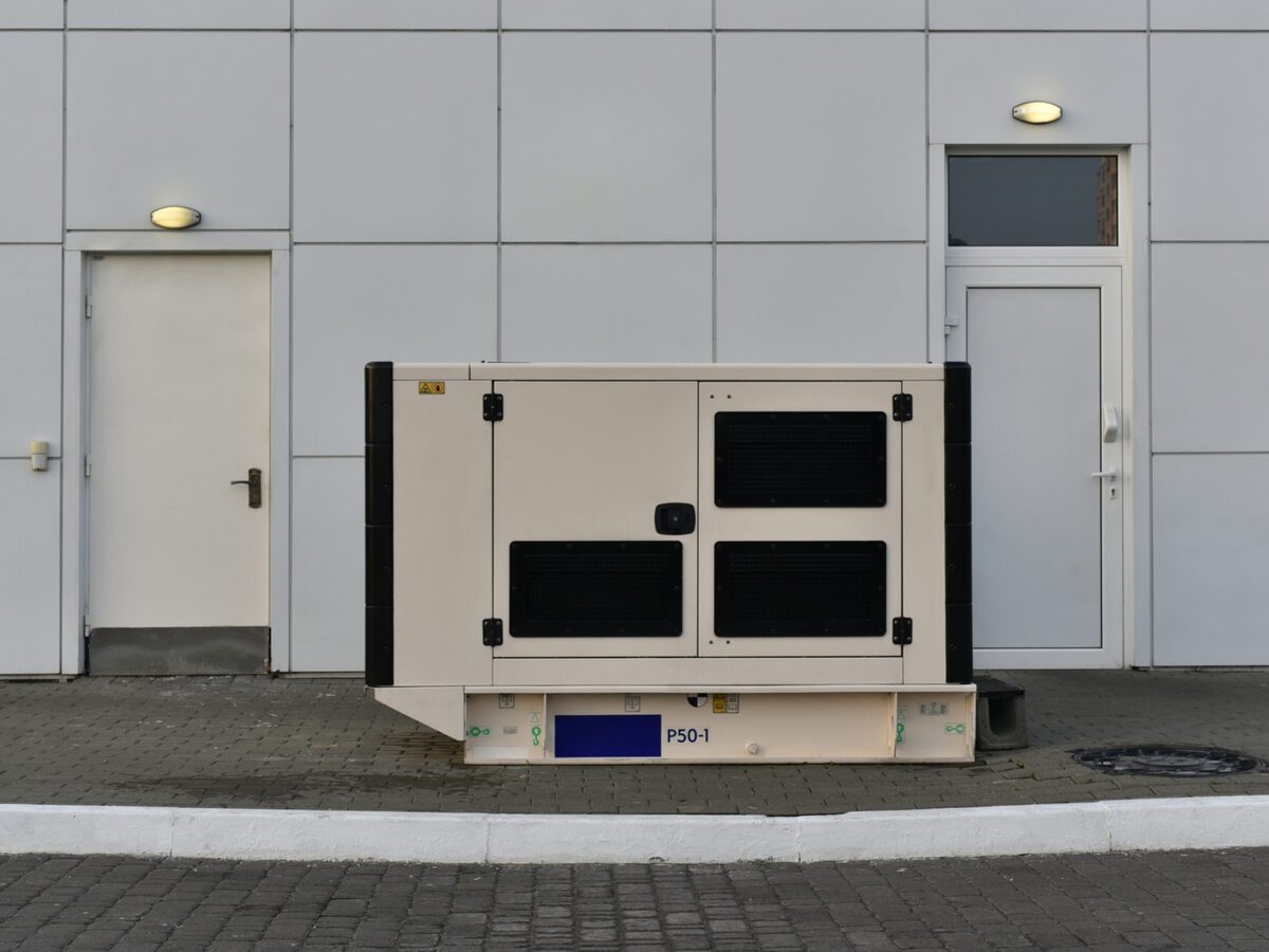 Backup generator outside of building