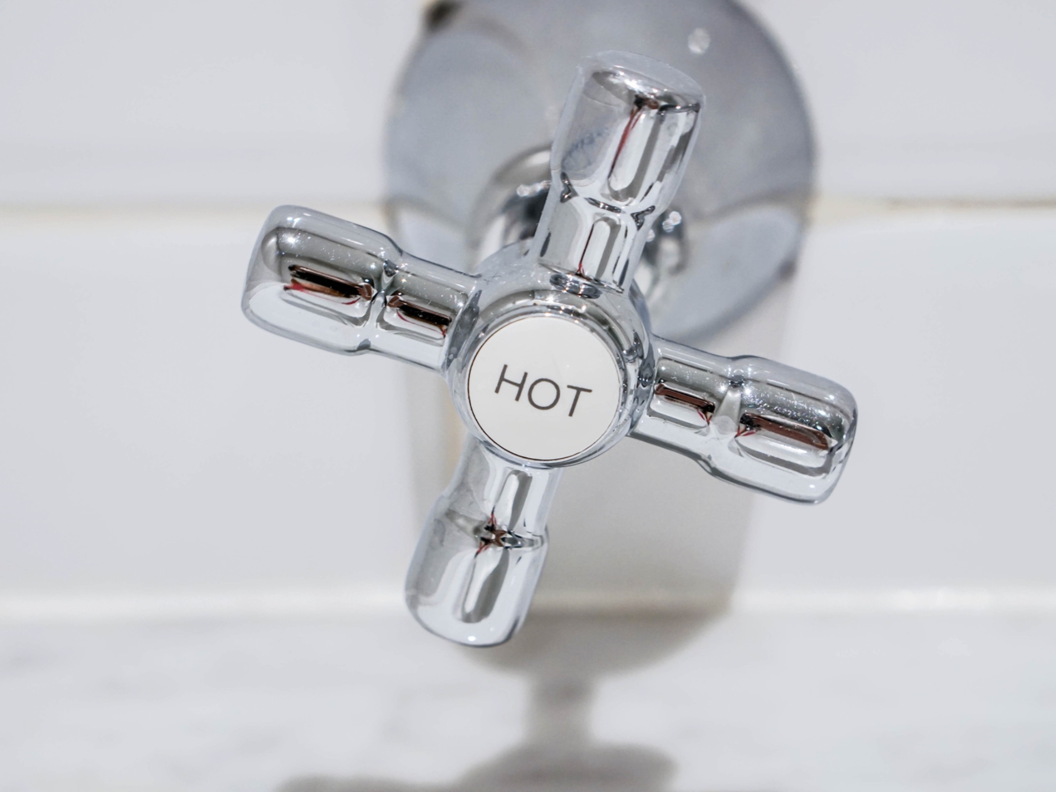 Hot water valve on faucet
