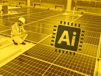 Man on solar roof with tablet