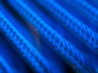 Blue flames from burner in boiler
