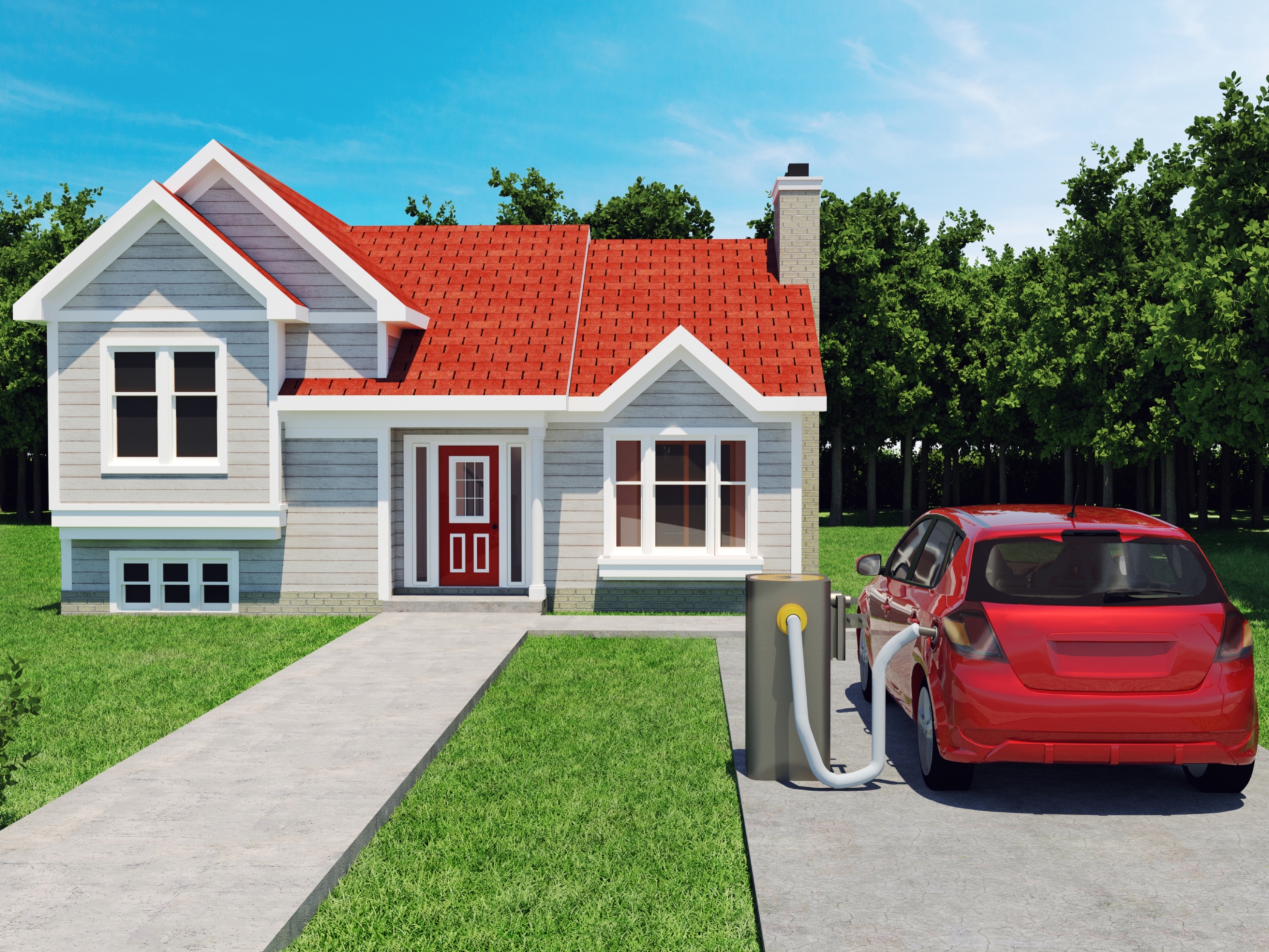 Vehículo eléctrico cargándose en casa