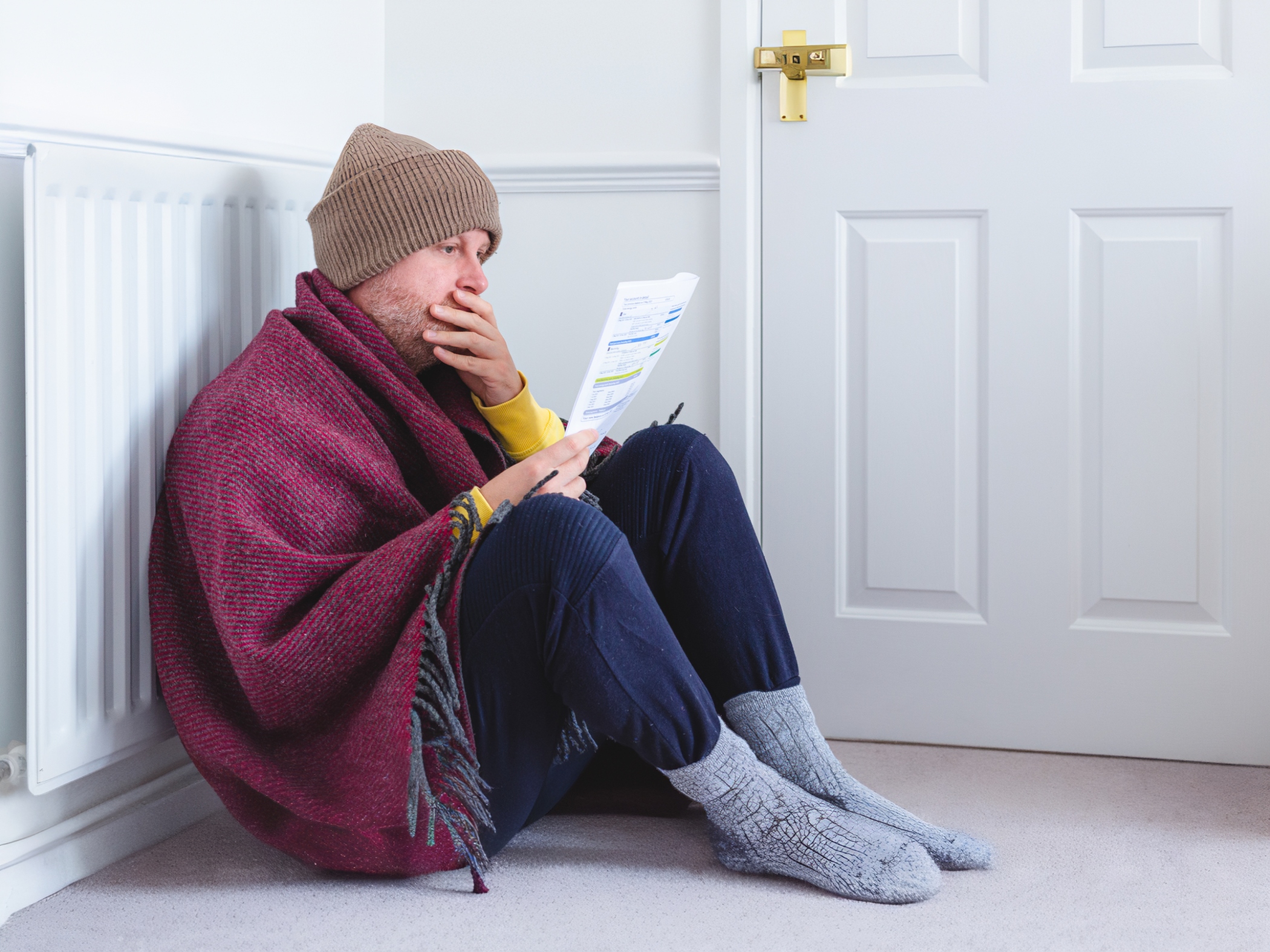 Man looking at bills