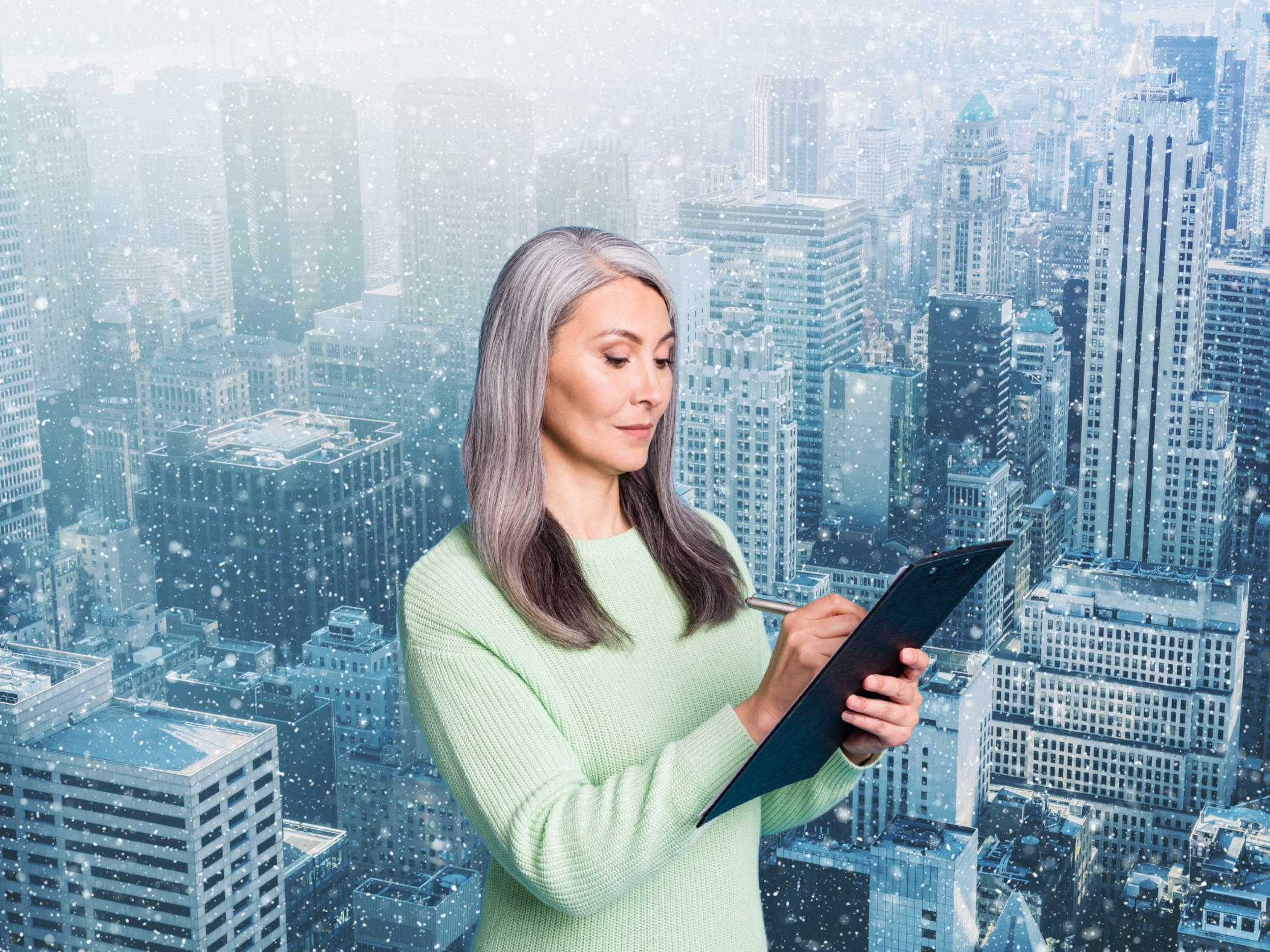 Businesswoman holding checklist