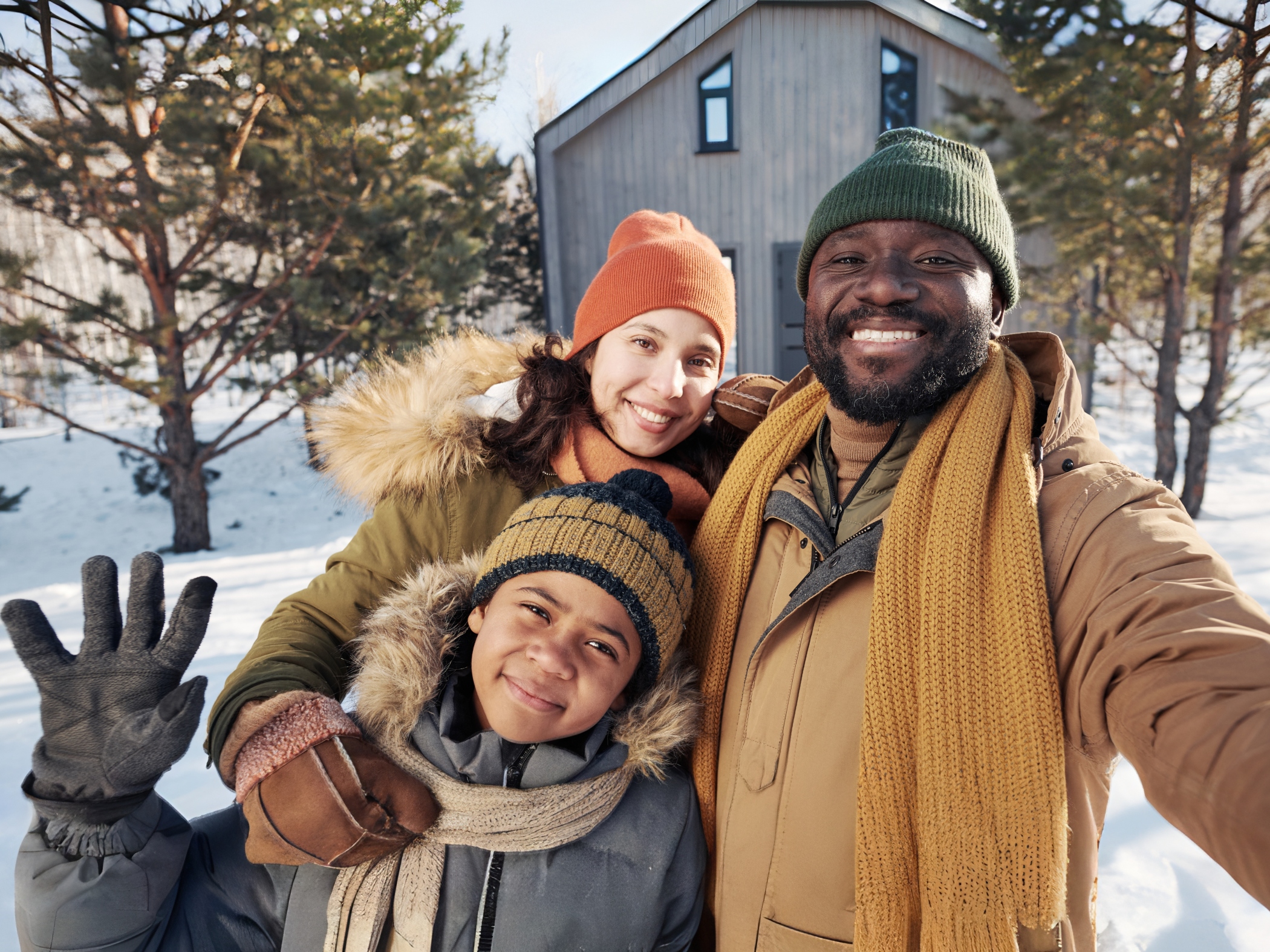 Family in snow