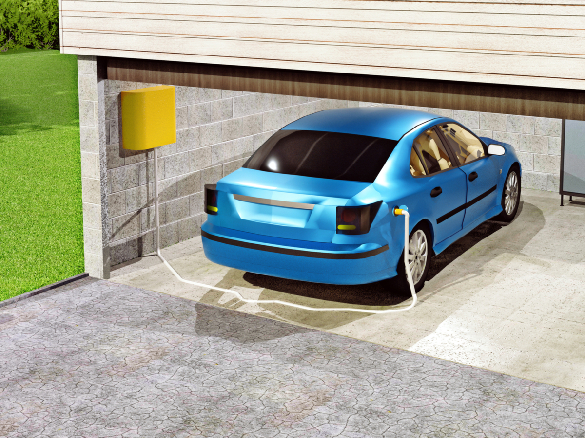 Electric vehicle charging in garage