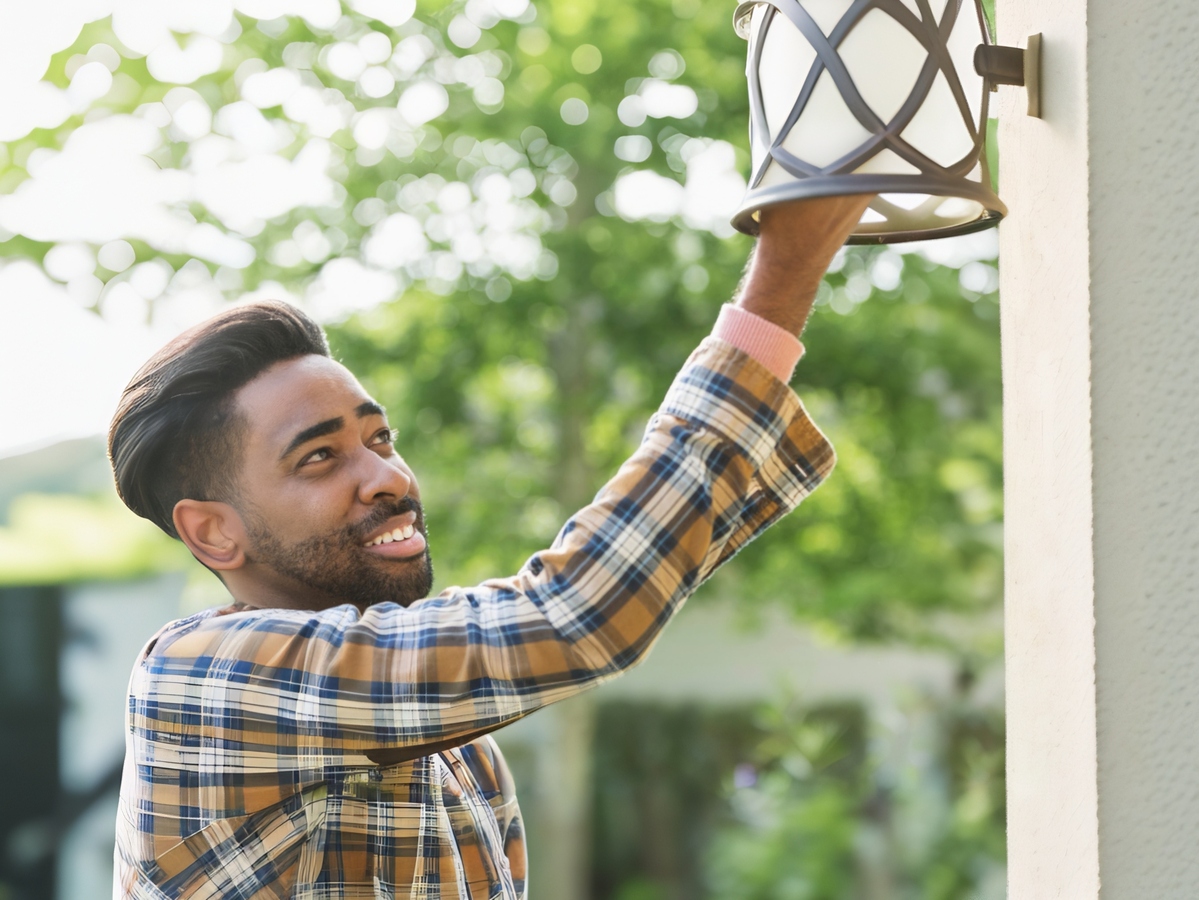 Man changing bulb