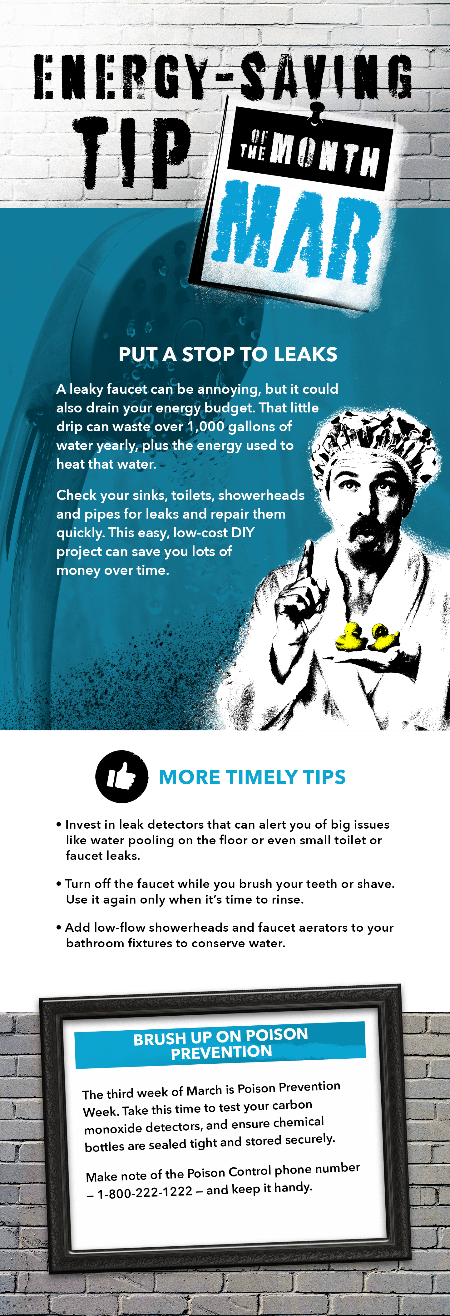 Una infografía con consejos para ahorrar energía durante el mes de marzo