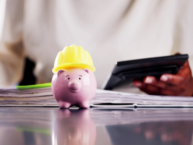 Piggy bank with hardhat