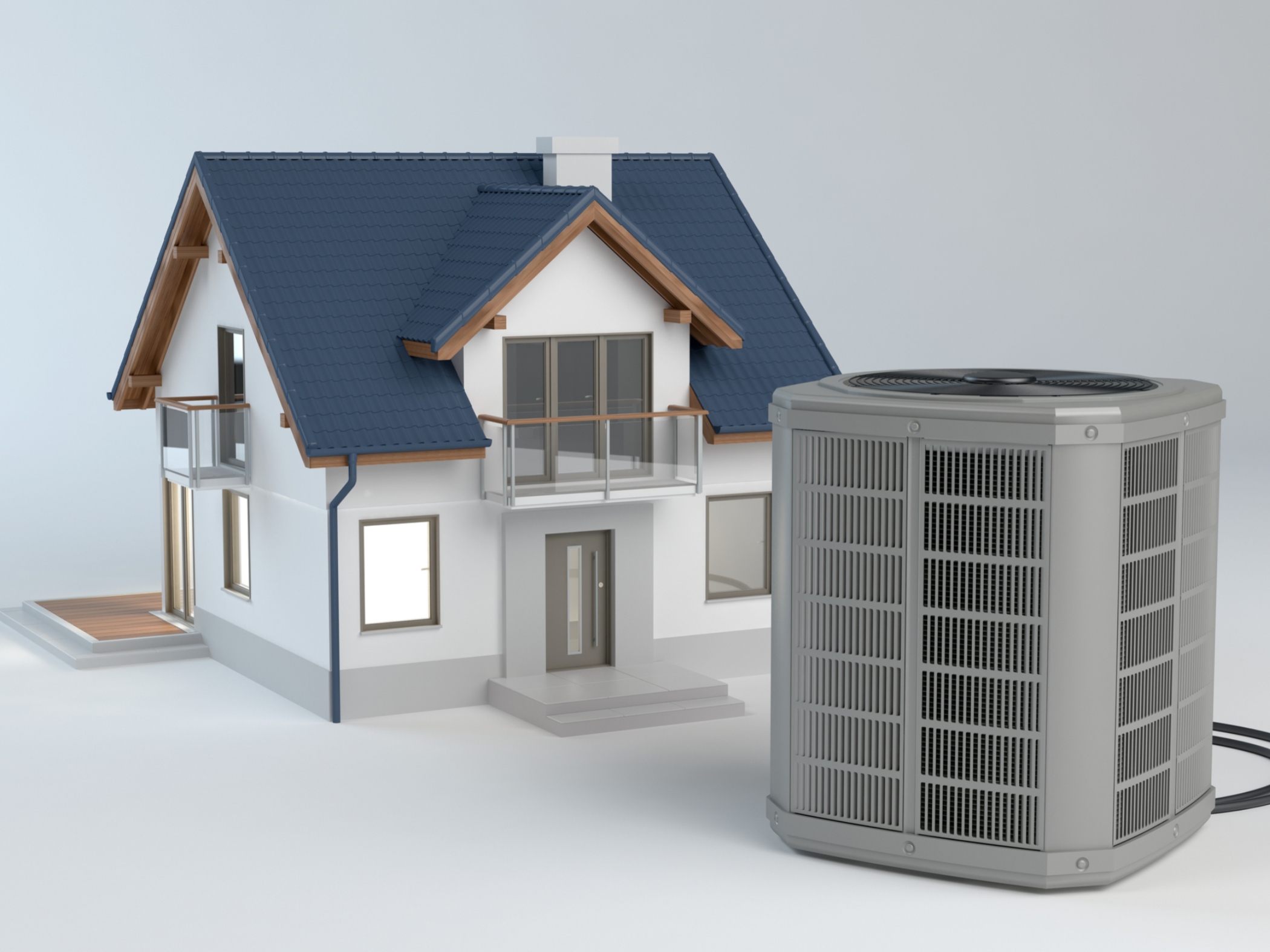 Illustration of house with air source heat pump