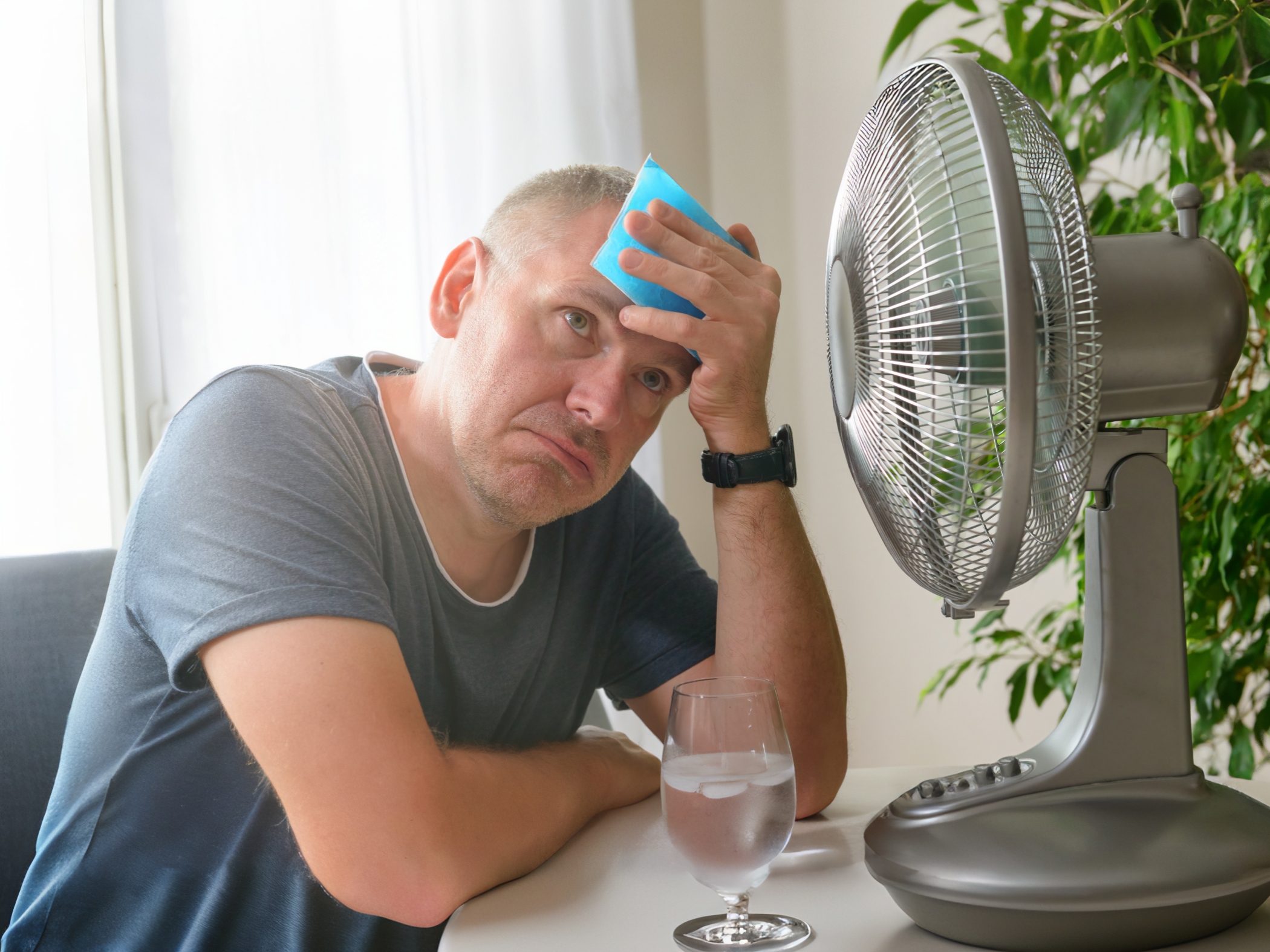 Man with fan